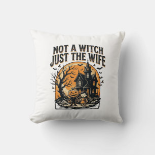 Halloween Wife Shirt Vintage Haunted House Design Cushion