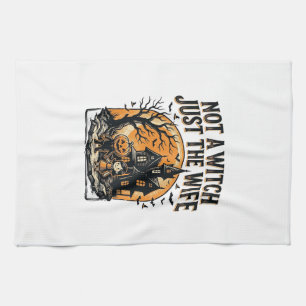 Halloween Wife Shirt Vintage Haunted House Design Tea Towel
