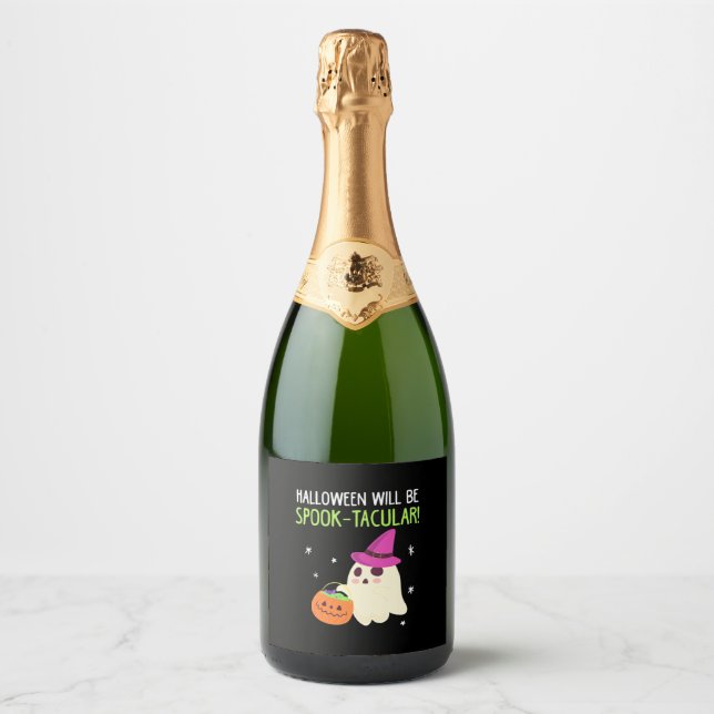Halloween Will Be Spook Tacular Sparkling Wine Label (Front)