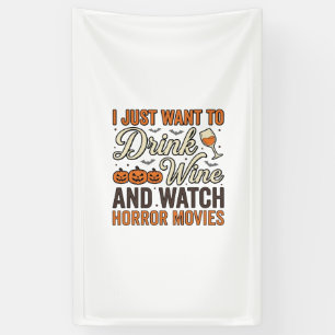 Halloween Wine Horror Movies Vintage Shirt Design_ Banner