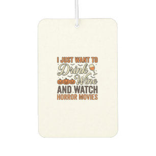 Halloween Wine Horror Movies Vintage Shirt Design_ Car Air Freshener