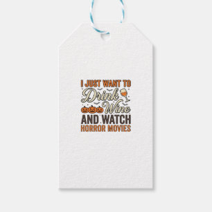 Halloween Wine Horror Movies Vintage Shirt Design_ Gift Tags