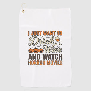 Halloween Wine Horror Movies Vintage Shirt Design_ Golf Towel