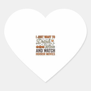 Halloween Wine Horror Movies Vintage Shirt Design_ Heart Sticker