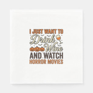 Halloween Wine Horror Movies Vintage Shirt Design_ Napkin