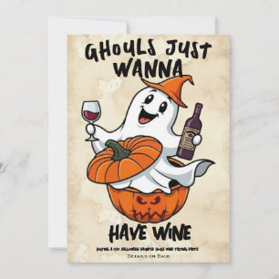 Halloween Wine Party Invite - Ghouls Wanna Wine