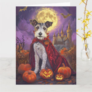 Halloween Wirefox Terrier Vampire Pumpkins Scary Card