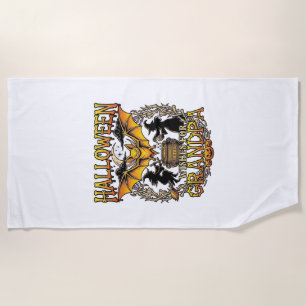 Halloween Wishes Grandpa Bat Witches Cauldron_1 Beach Towel