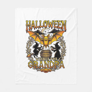 Halloween Wishes Grandpa Bat Witches Cauldron_1 Fleece Blanket