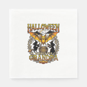 Halloween Wishes Grandpa Bat Witches Cauldron_1 Napkin