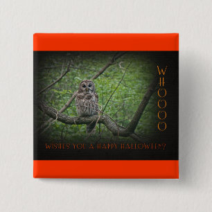 Halloween Wishies - Barred Owl 15 Cm Square Badge