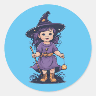 Halloween, witch  16 baby, darling witch, for kids classic round sticker