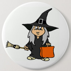 HALLOWEEN WITCH 6 CM ROUND BADGE