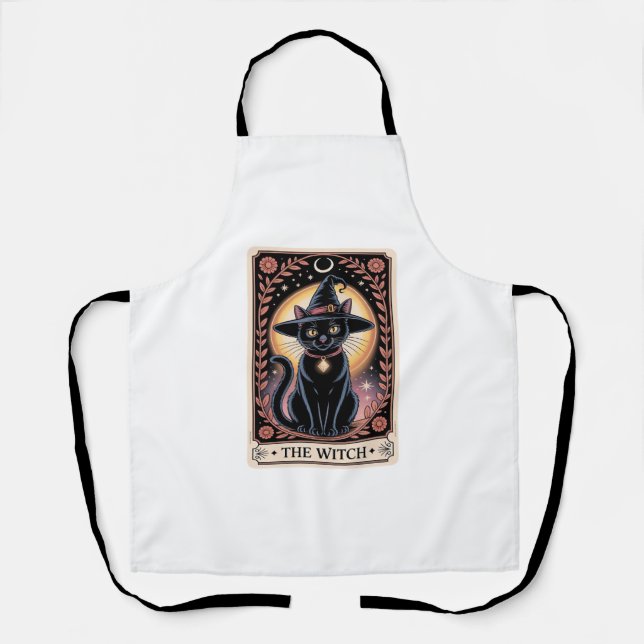 Halloween Witch Aesthetic Cat Lovers Gothic Tarot  Apron (Front)