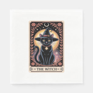 Halloween Witch Aesthetic Cat Lovers Gothic Tarot  Napkin