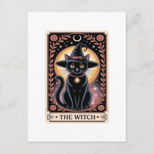 Halloween Witch Aesthetic Cat Lovers Gothic Tarot Postcard
