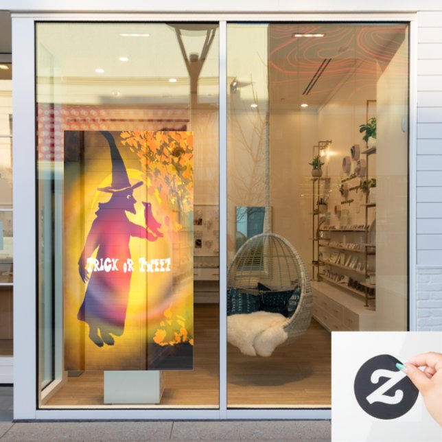 Halloween Witch and Black Bird Trick or Tweet  Win (Store Window)