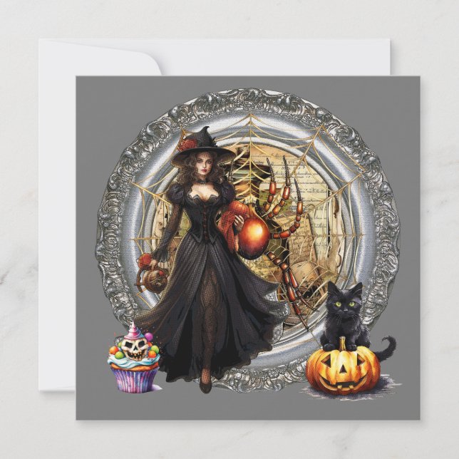 Halloween Witch And Cat (Front)