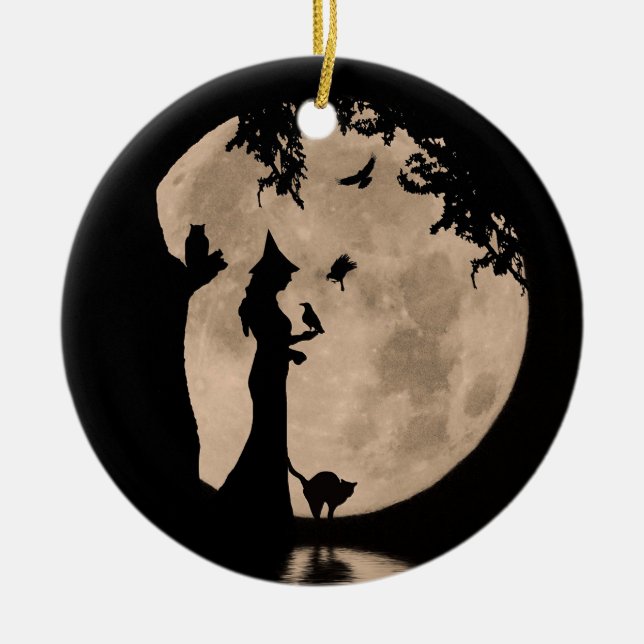 Halloween Witch and Familiars Decorations Ornament (Front)