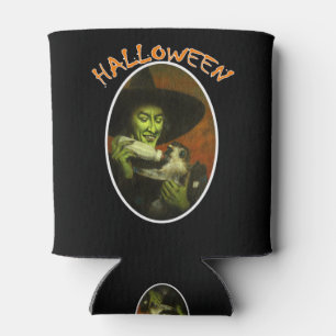 Halloween Witch And Flying Monkey Can Cooler
