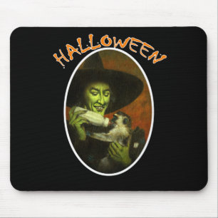 Halloween Witch And Flying Monkey Mouse Pad