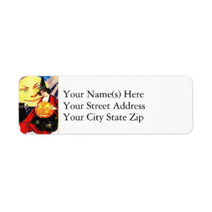 Halloween Witch and Friends Vintage Return Address Label