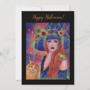 Halloween witch and frog by Renee Lavoie Save The Date
