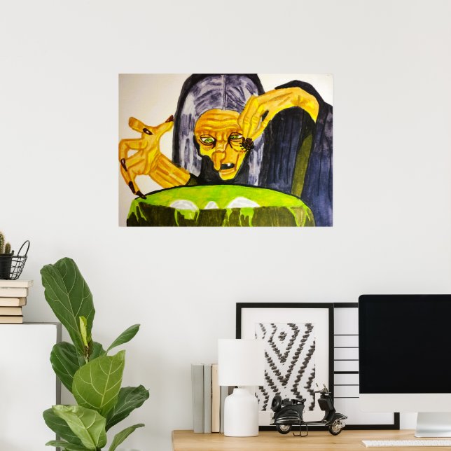 HALLOWEEN WITCH AND HER CAULDRON  POSTER (Home Office)