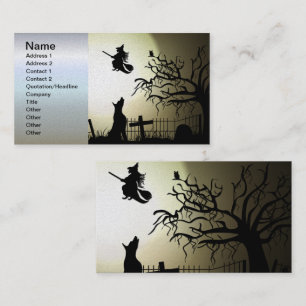 Halloween Witch and Howling Dog Business Card