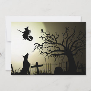 Halloween Witch and Howling Dog Card