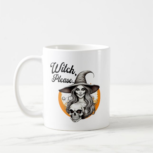 Halloween Witch and Skeleton Witch Please  Coffee Mug (Left)