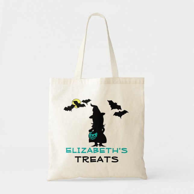 Halloween Witch and Teal Pumpkin Treat Bag (Front)