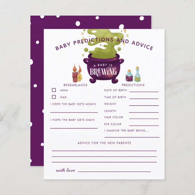 Halloween Witch Baby Predictions & Advice Card (Front/Back)