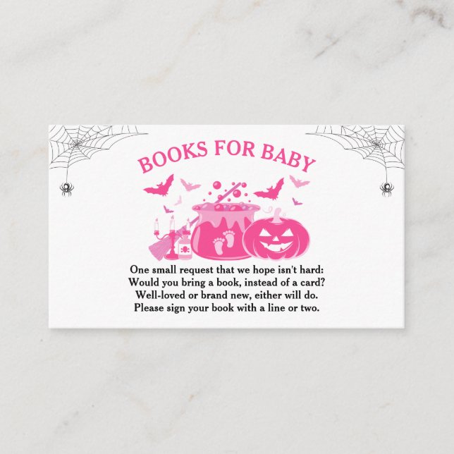 Halloween Witch Baby Shower Books for Baby Enclosure Card (Front)