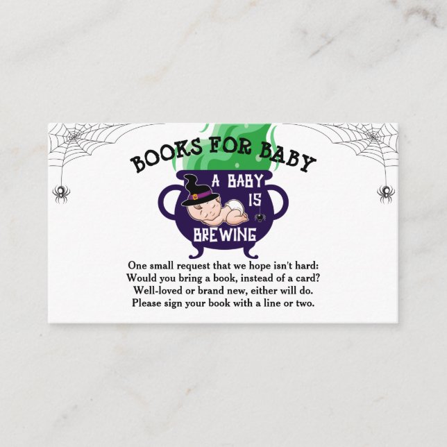 Halloween Witch Baby Shower Books for Baby  Enclosure Card (Front)