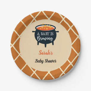 Halloween Witch Baby Shower, Custom name Paper Plate