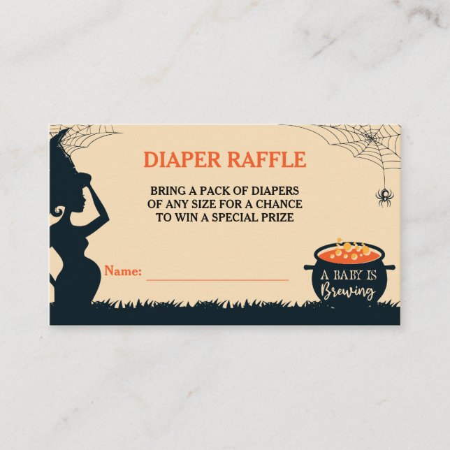 Halloween Witch Baby Shower Diaper Raffle Enclosure Card (Front)