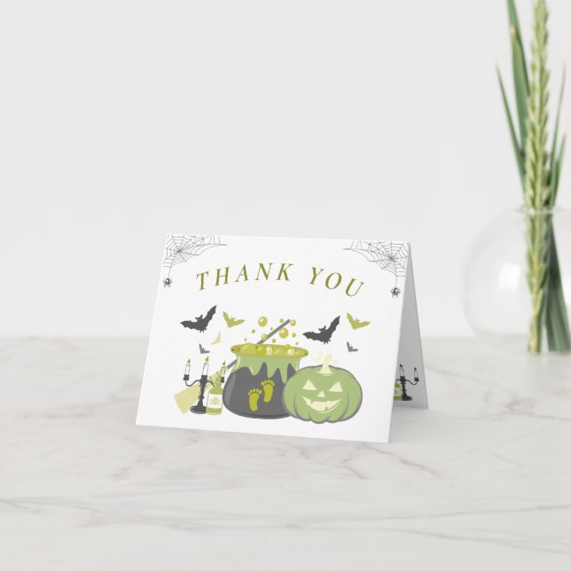 Halloween Witch Baby Shower Thank You Card (Front)