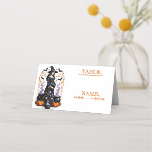 Halloween Witch Baby Shower - Triplets Are Brewing Place Card