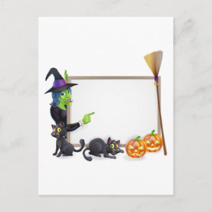 Halloween witch background sign postcard