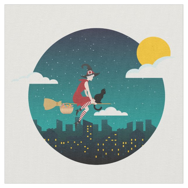 Halloween Witch Befana fabric (Close Up)