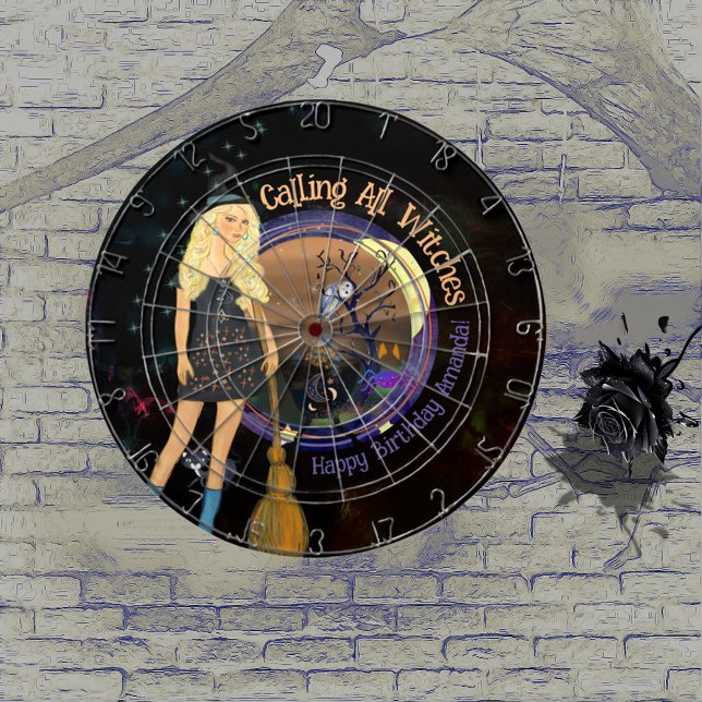 Halloween Witch Birthday Black Dart Board (Halloween Witch Birthday Black Dart Board)
