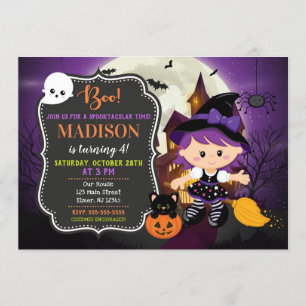 Halloween Witch Birthday Invitation