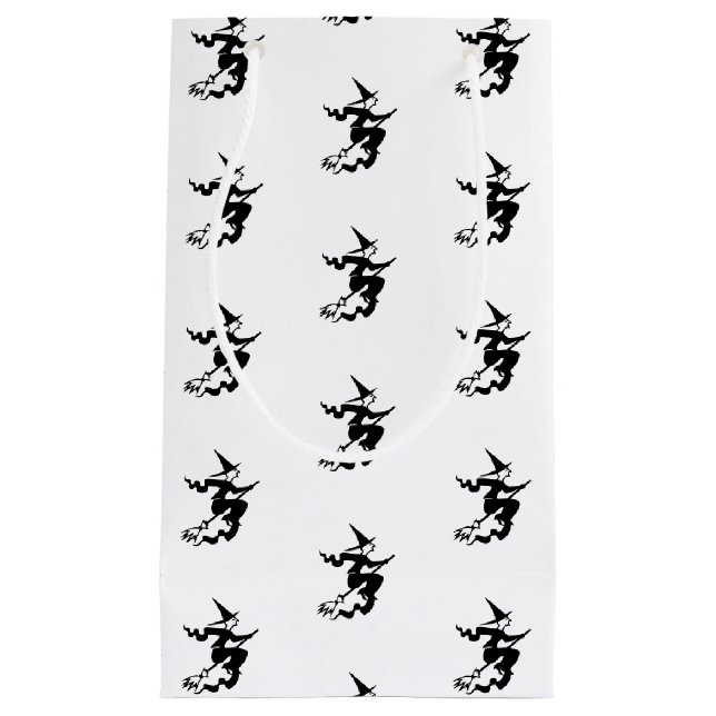 Halloween witch black and white pattern favours small gift bag (Front)