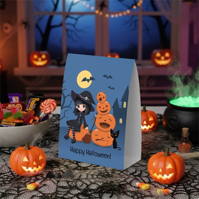 Halloween Witch, Black Cat, and Pumpkins (Creator Uploaded)