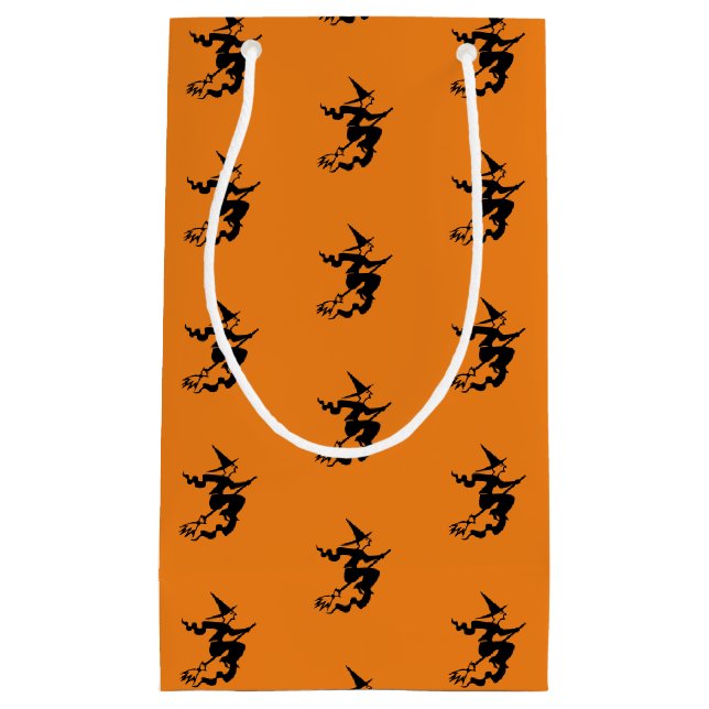 Halloween witch black orange pattern favours small gift bag (Front)