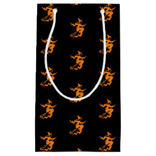 Halloween witch black orange pattern small gift bag