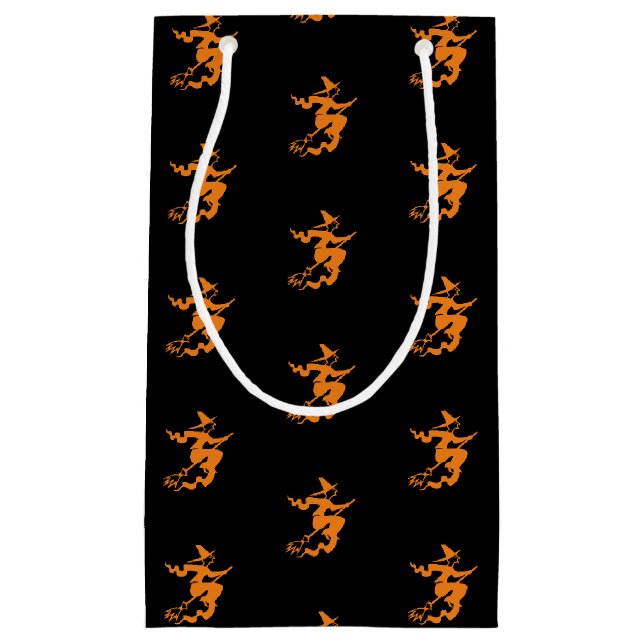 Halloween witch black orange pattern small gift bag (Front)