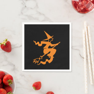 Halloween witch black orange spooky paper napkins