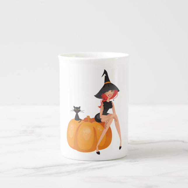 HALLOWEEN WITCH BONE CHINA MUG (Front)